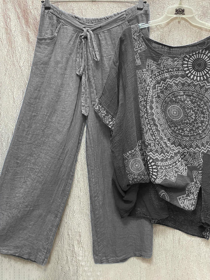 Drune | Zweiteiliges Set mit Losem Bohemian-Druck