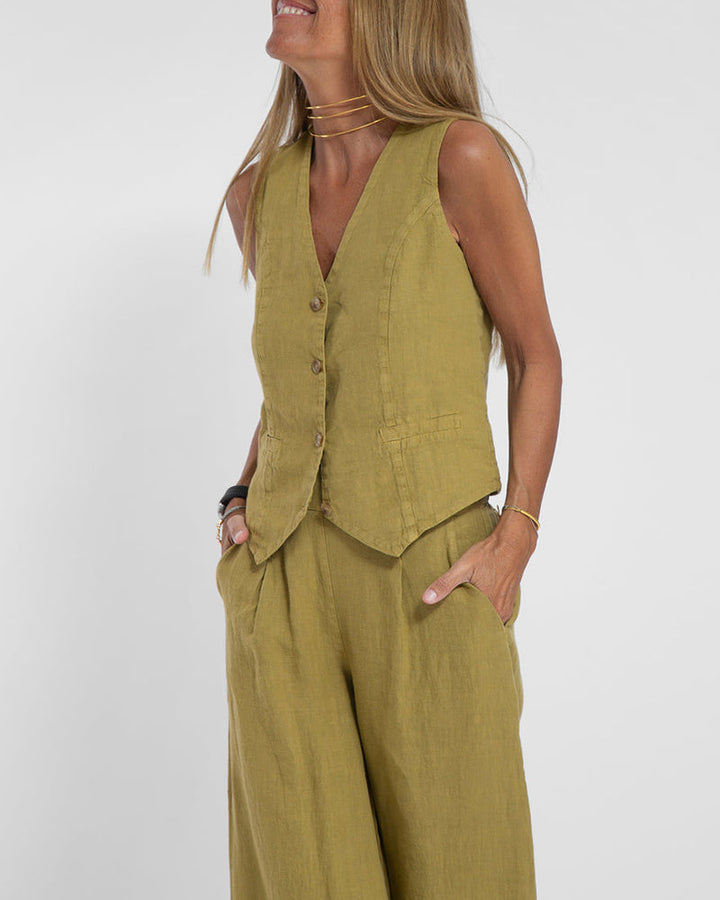 Drune | Damen Elegantes 2-teiliges Leinenset