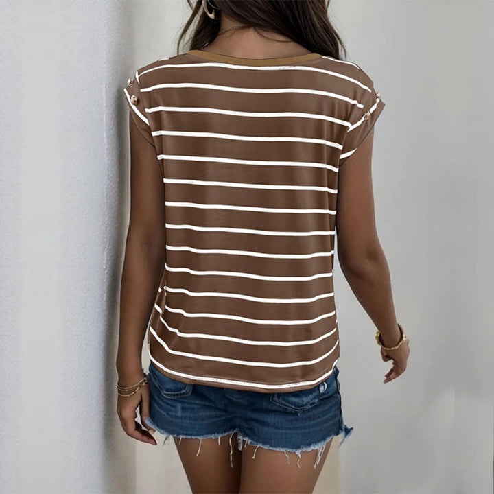 Drune | Ärmelloses gestreiftes T-Shirt Frauen