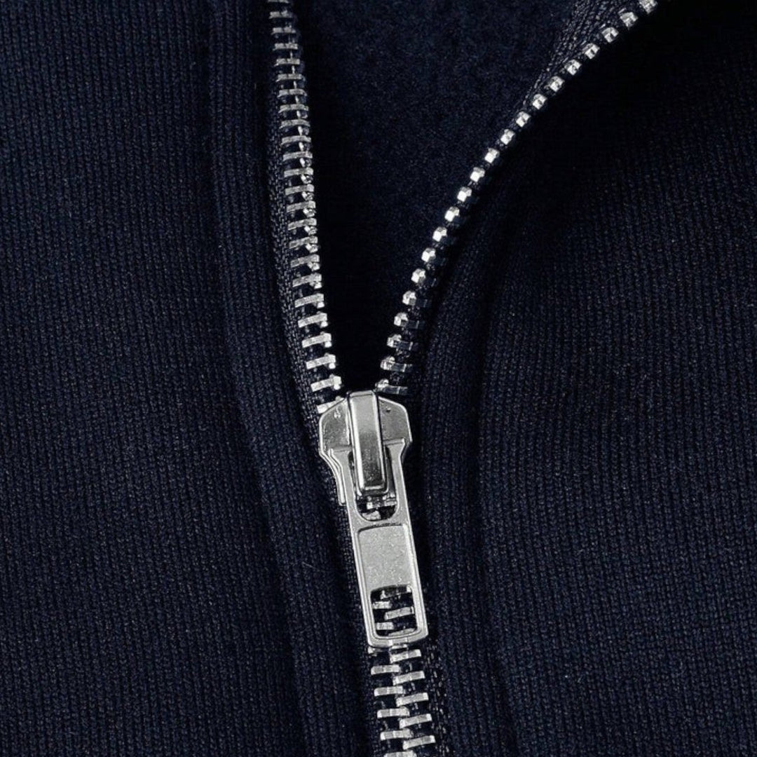 Drune | Hochkragen Strickpullover Halb Reißverschluss Komfort und Stil