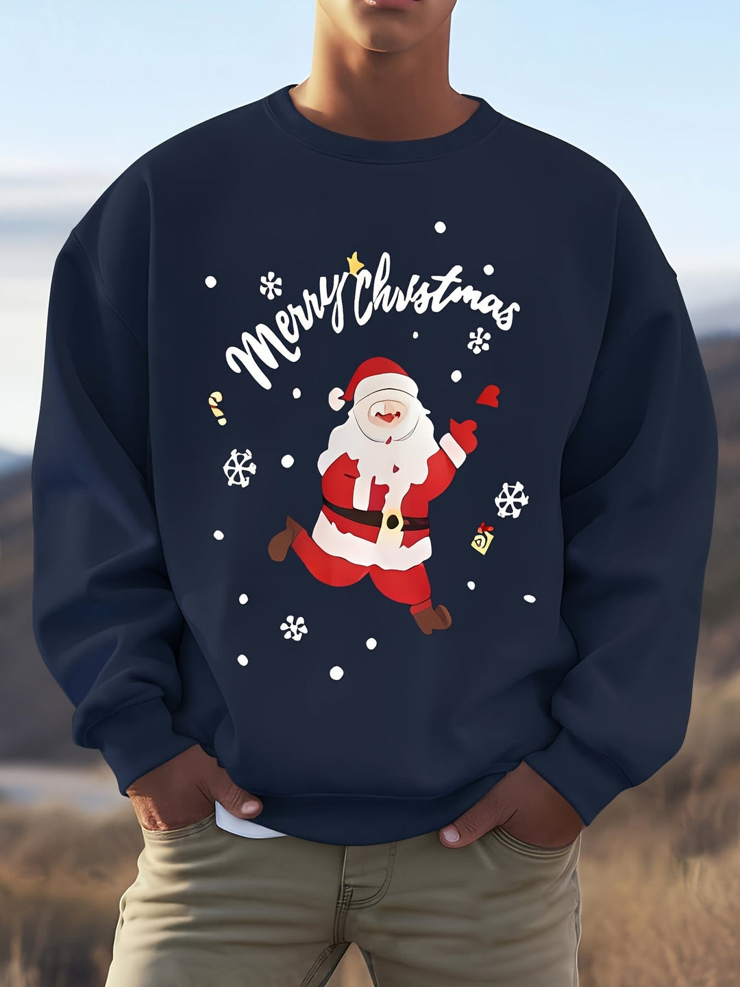 Drune | Sweatshirt mit Weihnachtsmotiv Baumwolle Frohe Weihnachten Design
