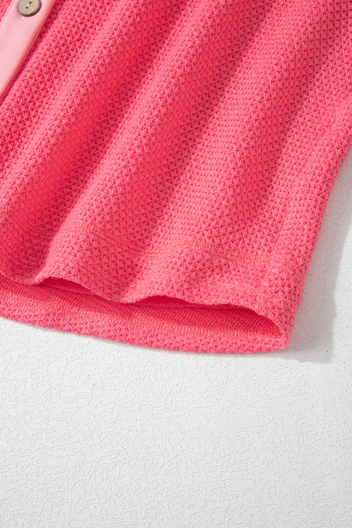 Drune | Zweifarbige Waffelstrickhemdjacke Baumwollmischung Lebendiger Komfort