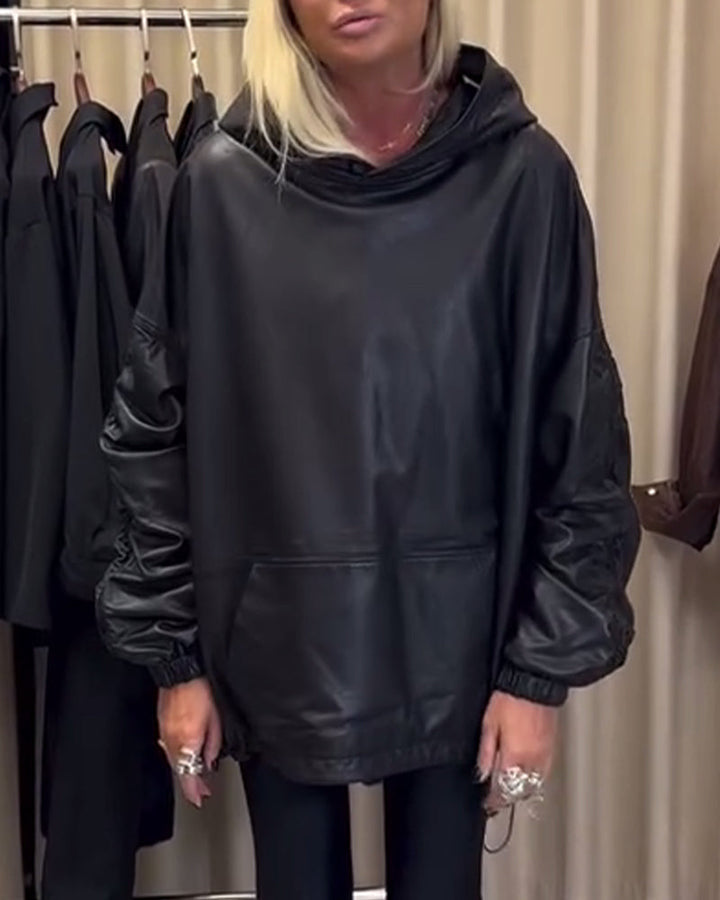 Drune | Kapuzenpullover Aus Pu Leder