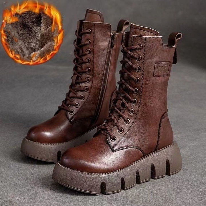 Drune | Winterstiefel mit Reißverschluss - Rutschfeste Sohle - Warm Gefüttert - Echtleder-Optik