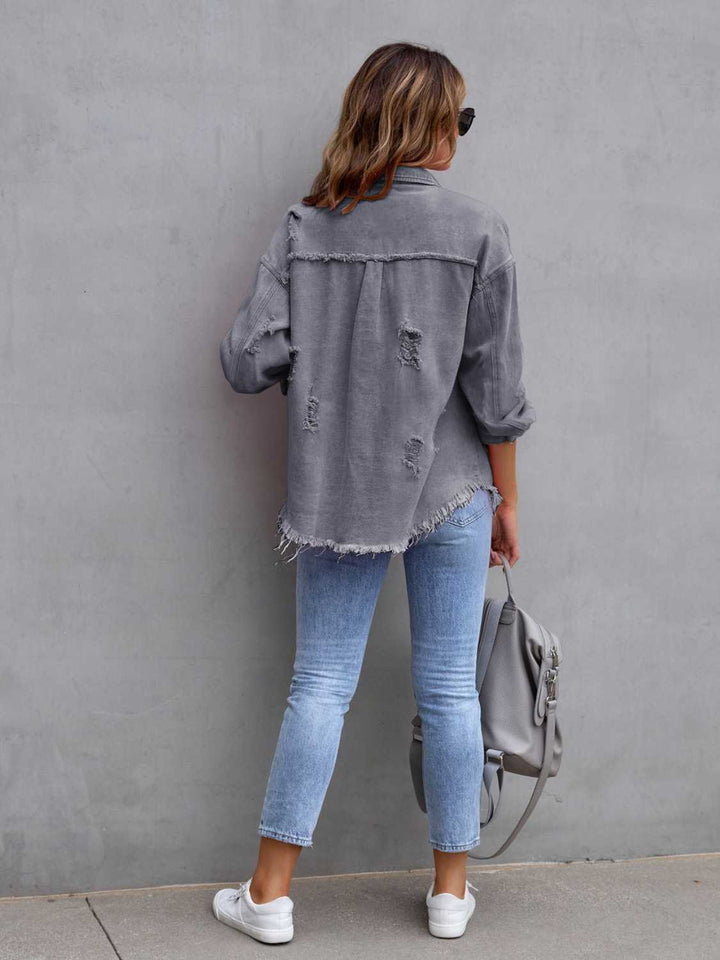 Drune | Distressed Drop Shoulder Denimjacke