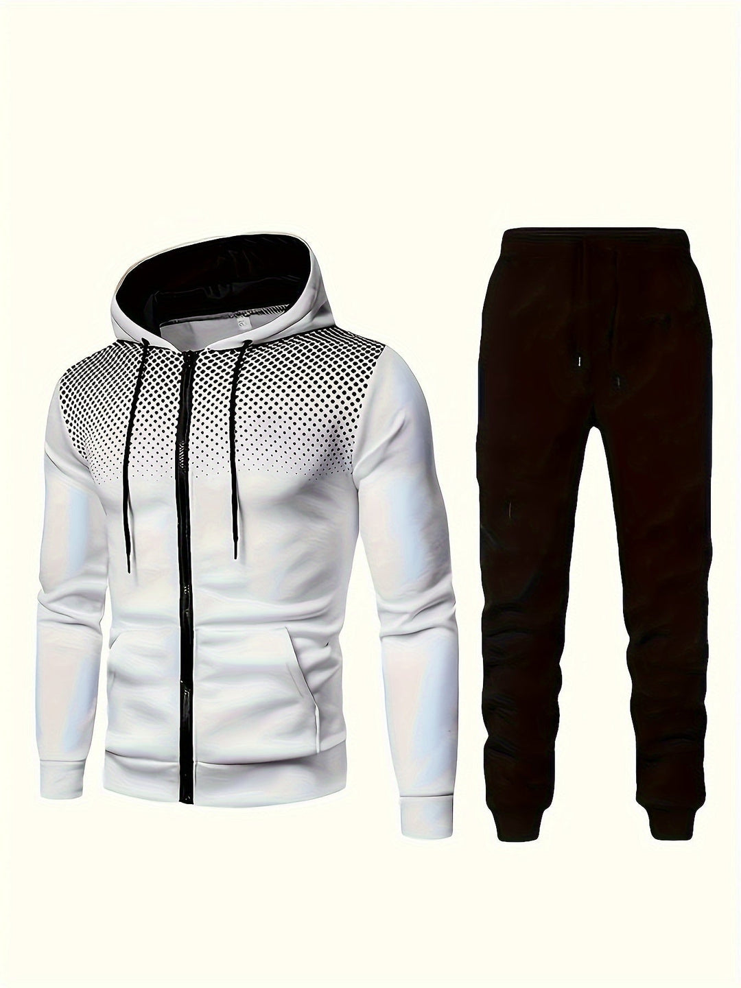Drune | Fleece Sweatshirt Trainingsanzug Mit Kapuzen Langärmeliger Und Kordelzug Hose Für Herren - Perfekt für Freizeitaktivitäten