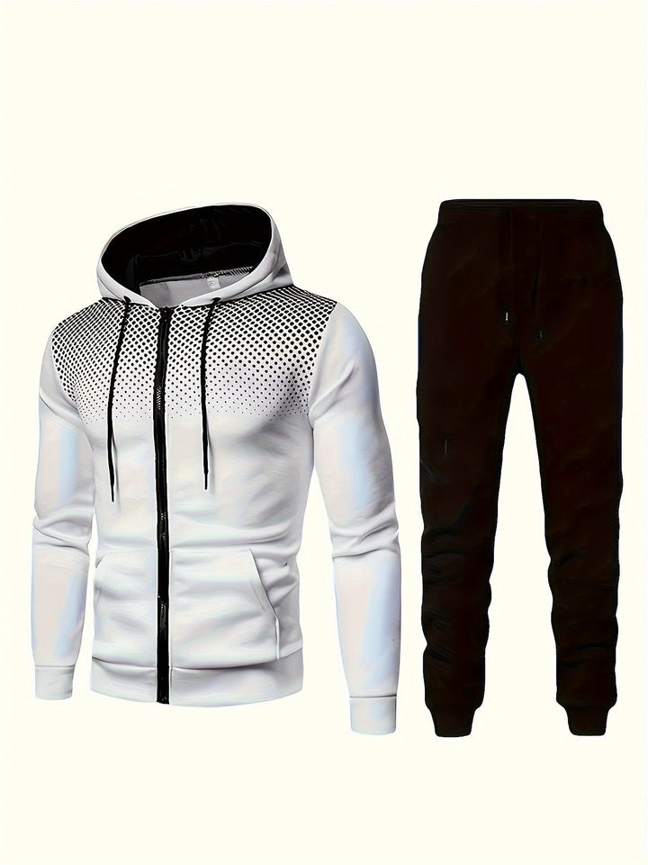 Drune | Fleece Sweatshirt Trainingsanzug Mit Kapuzen Langärmeliger Und Kordelzug Hose Für Herren - Perfekt für Freizeitaktivitäten