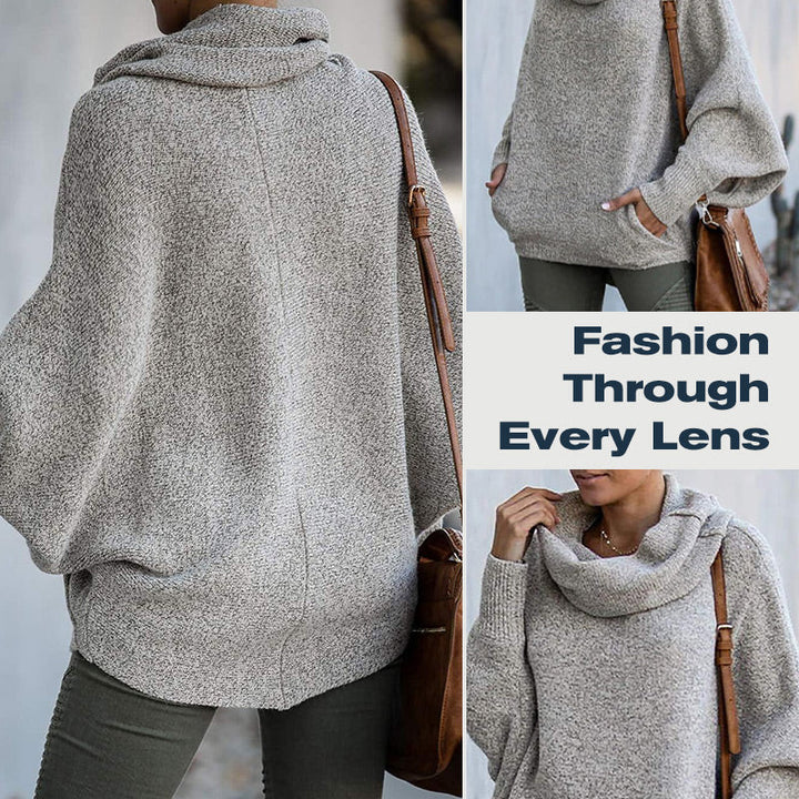 Drune | Cozy batwing sweater with waterfall neckline and pockets
