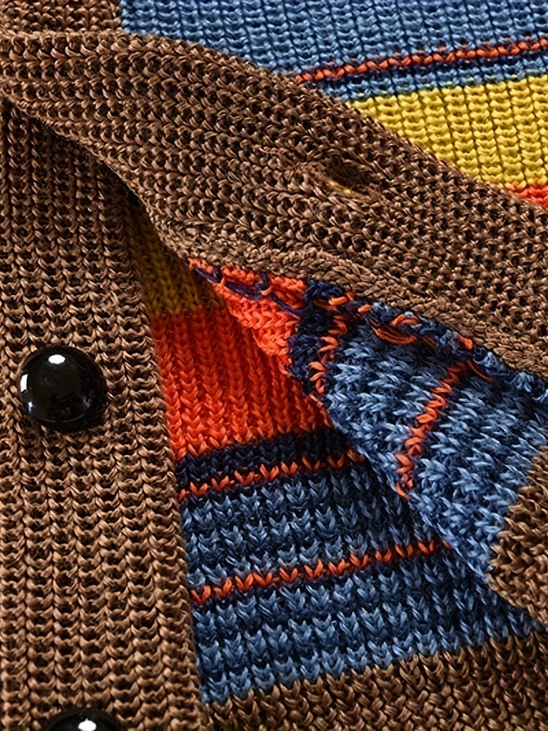 Drune | Großer Gestrickter Herren Strickjacke Mit Kontrastierenden Farben
