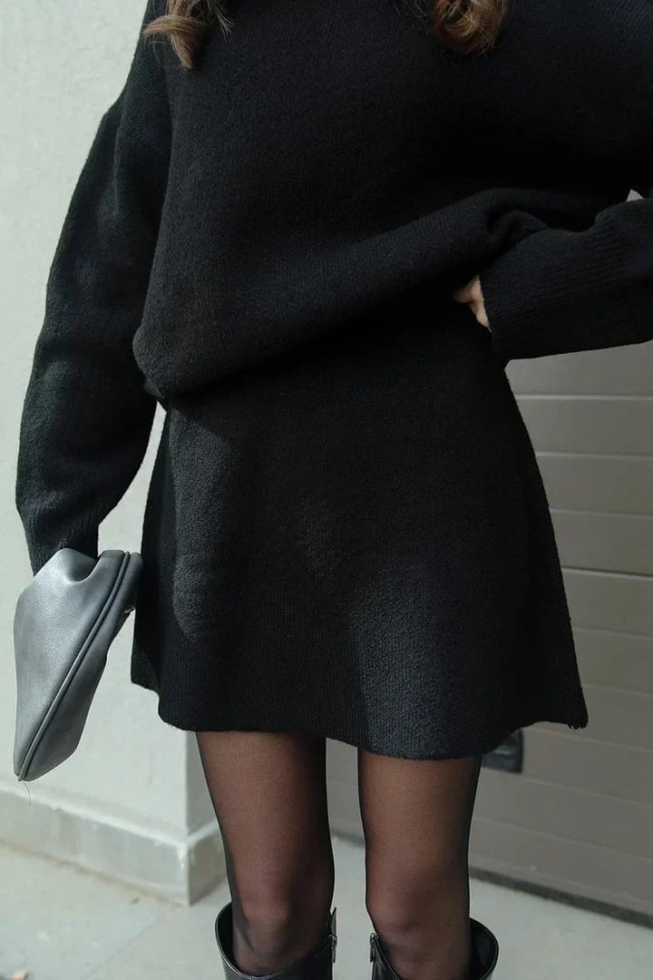 Drune | Strick Zweiteiler - Überdimensional Pullover & Minirock - Herbst Outfit