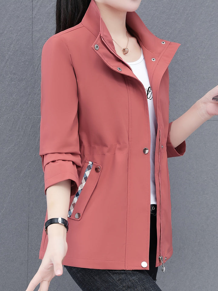 Drune | Mode Rosa Reißverschlussjacke mit Kontrast für einen modernen Look
