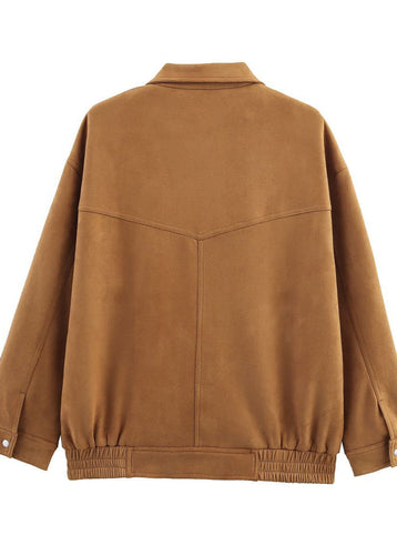 Drune | Effekt Oversized Jacke mit Fronttaschen – Braun