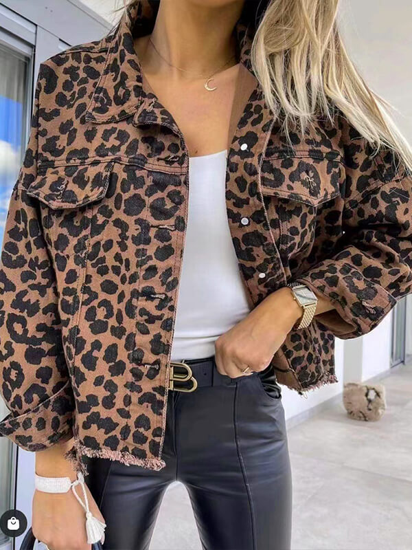 Drune - Denimjacke Mit Leopardenmuster Und Langen Ärmeln