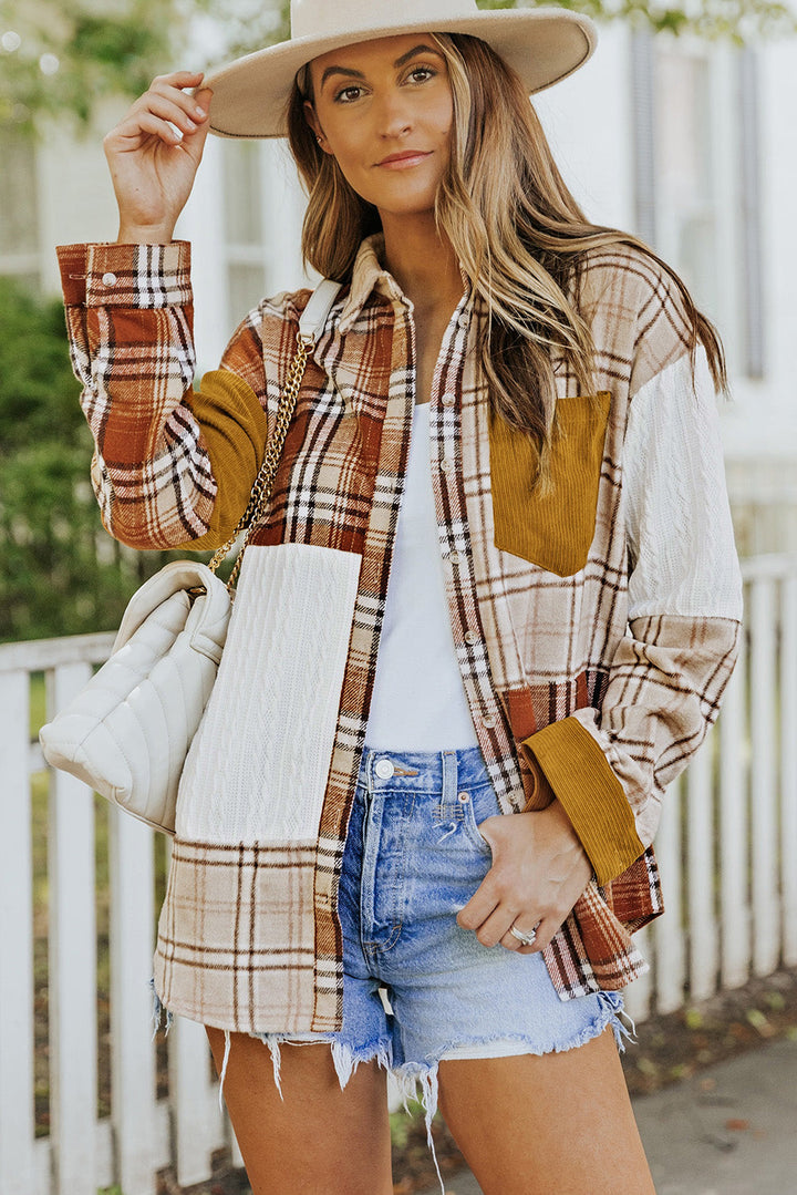 Drune | Gitterhemde mit Patchwork-details Baumwollmischung Perfekt Für Layering