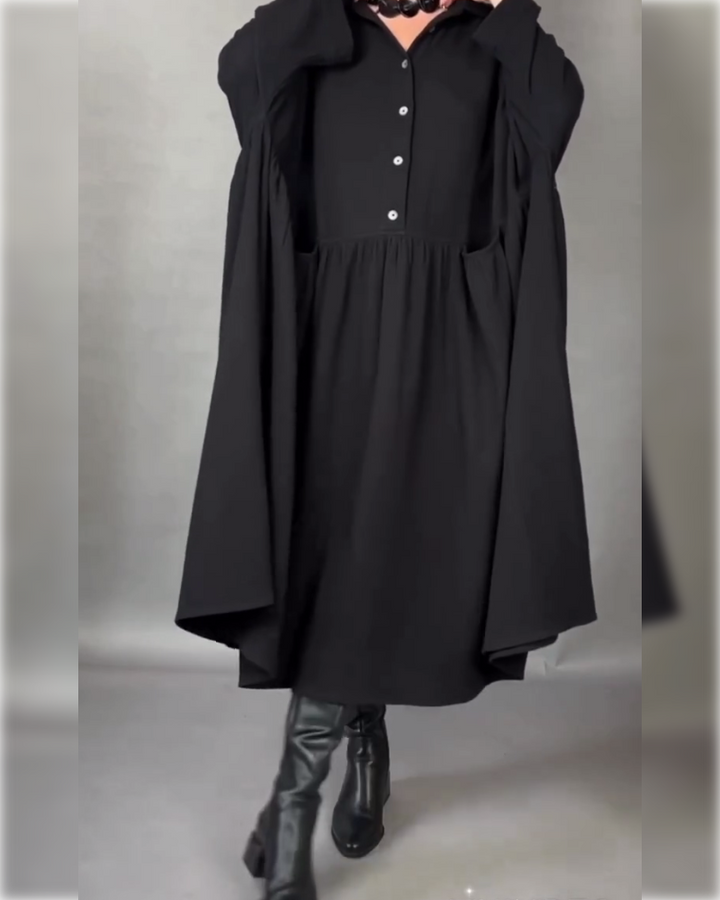 Drune | A-Linien Kleid mit Revers und Knöpfen
