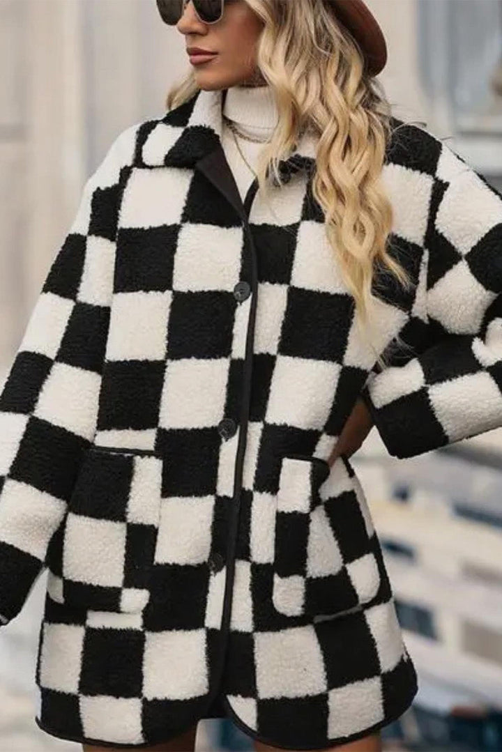 Drune | Gitter Sherpa Jacke Polyester Warm und Trendy Produktbeschreibung:
