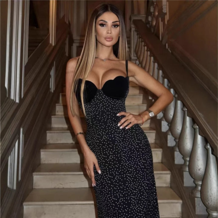 Drune | Kontrastfarbenes Kleid mit Polka-Dot-Print