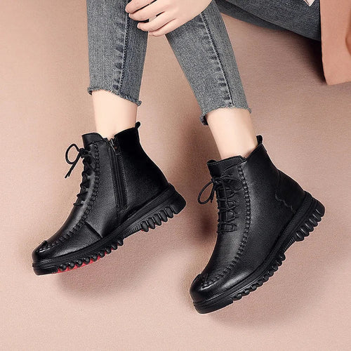 Drune | Damen Warme Leder Martin Stiefel