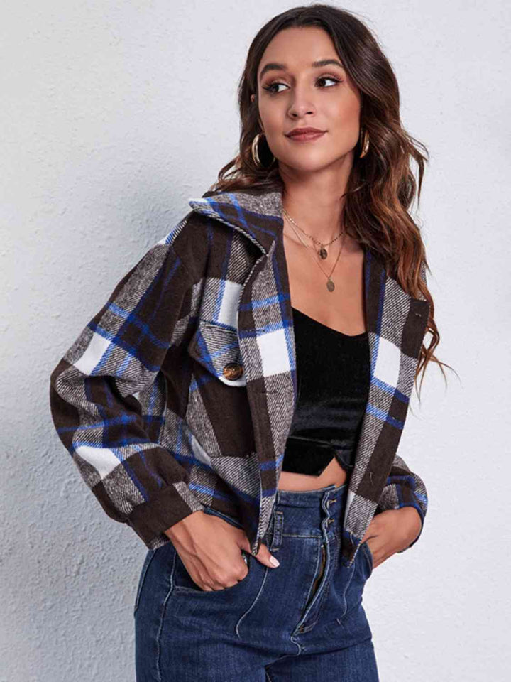 Drune | Karierter Knopf-Front-Jacke mit Taschen