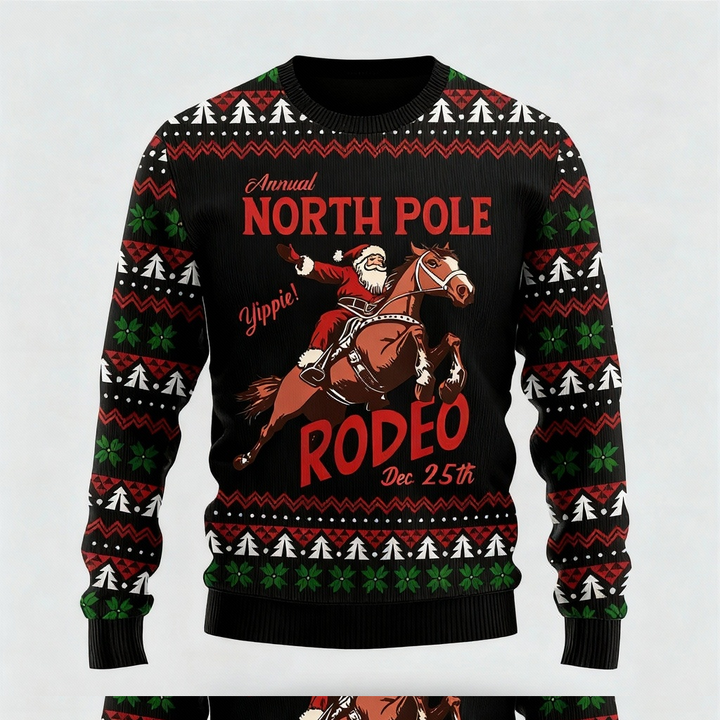 Drune | Verspieltes Weihnachtsmann-Muster-Print - Klassisches Feiertagsmotiv hässlicher Pullover