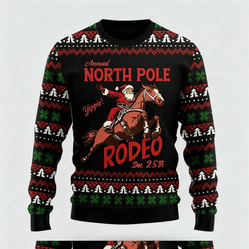 Drune | Verspieltes Weihnachtsmann-Muster-Print - Klassisches Feiertagsmotiv hässlicher Pullover