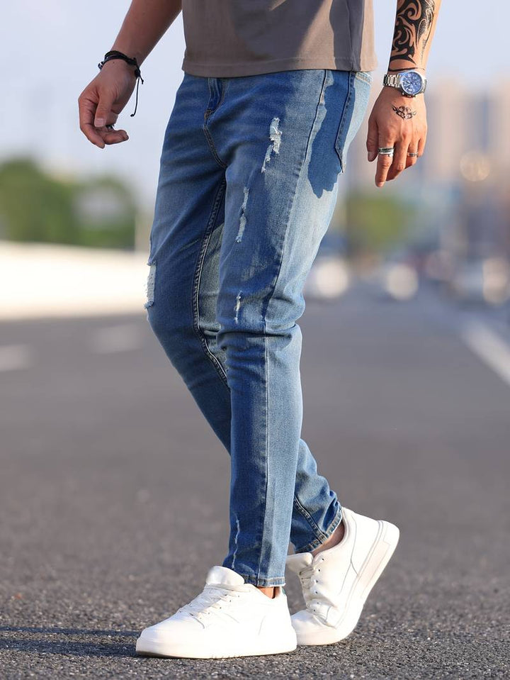 Drune | Skinny Fit Jeans mit Rissen - Stretch Denim Hose für Alltag & Streetwear Style