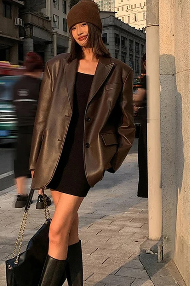 Drune | PU Leder Blazer Jacke