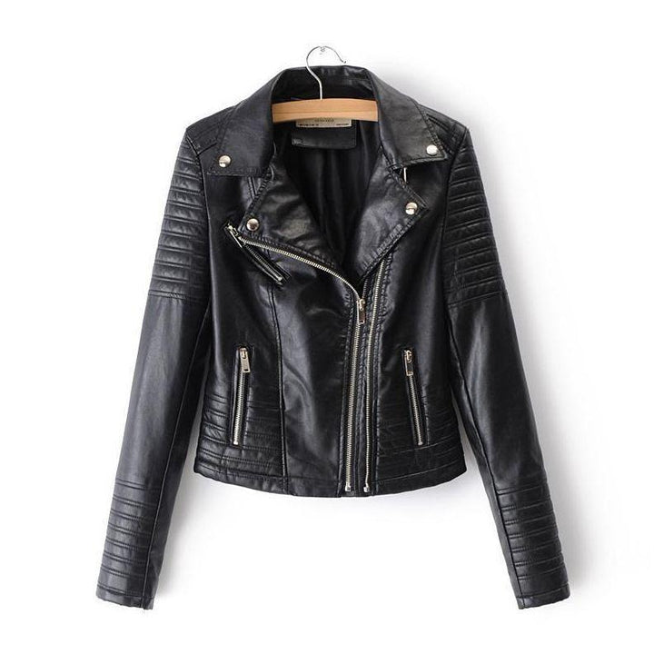 Drune - Revers Reißverschluss Slim Fit Lederjacke