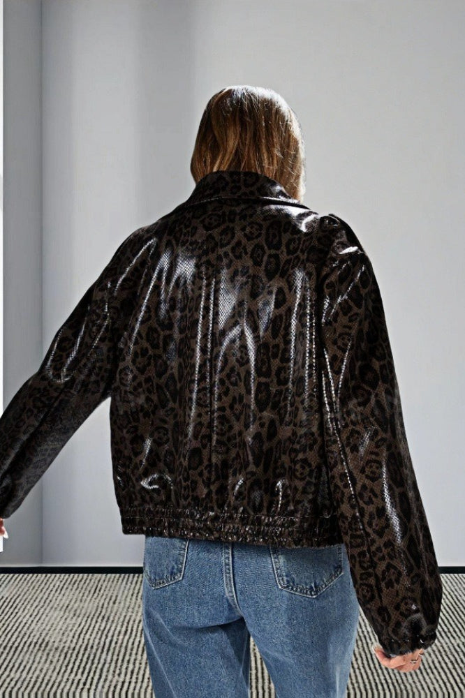 Drune | Leopard Trim PU Jacke