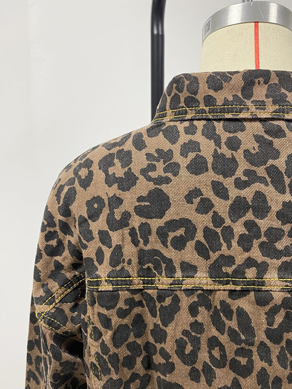 Drune - Denimjacke Mit Leopardenmuster Und Langen Ärmeln