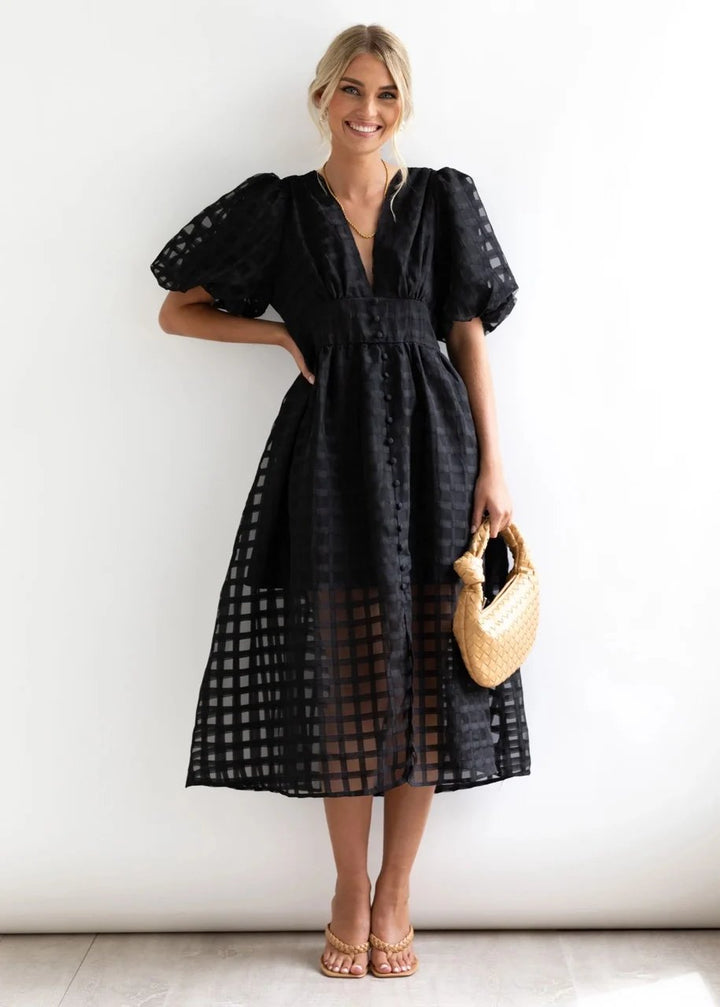 Drune | Midikleid mit Puffärmeln
