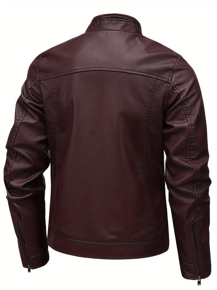 Drune | Lederjacke mit Stehkragen und Reißverschlussärmeln