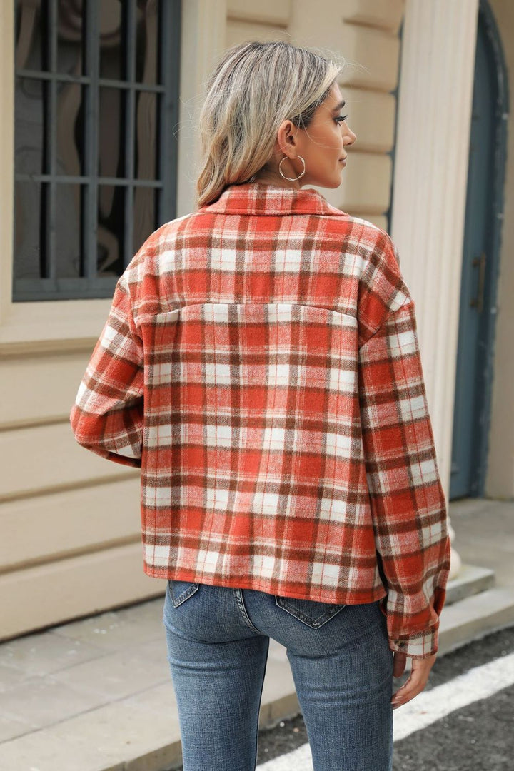 Drune | Eingeschnittener Karomuster-Kragen Jacke mit herabgesetztem Schulterdesign