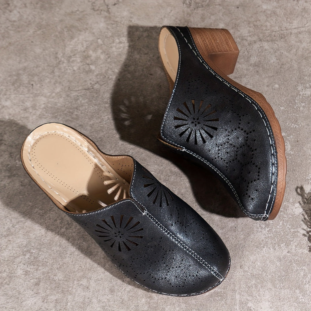 Drune | Damen Clogs Mit Blumenausschnitt Und Weicher Sohle
