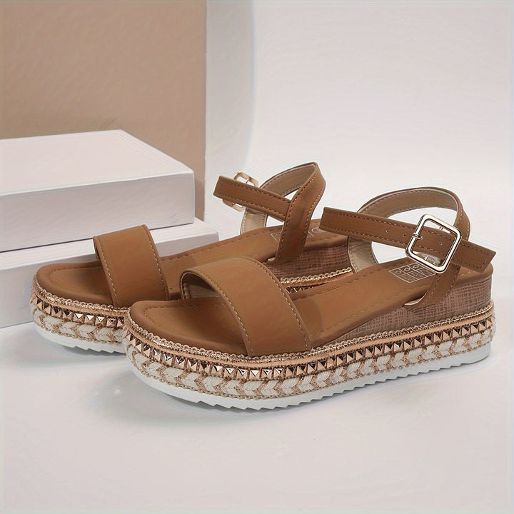Drune | Elegante Damen Schnalle Komfort Plattform Sandalen