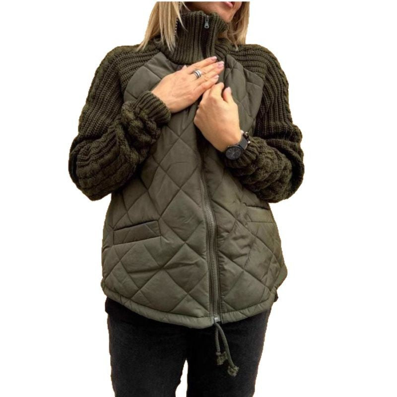Drune | Cozy quilted jacket with knitted sleeves for women