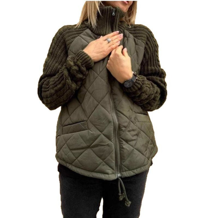 Drune | Cozy quilted jacket with knitted sleeves for women