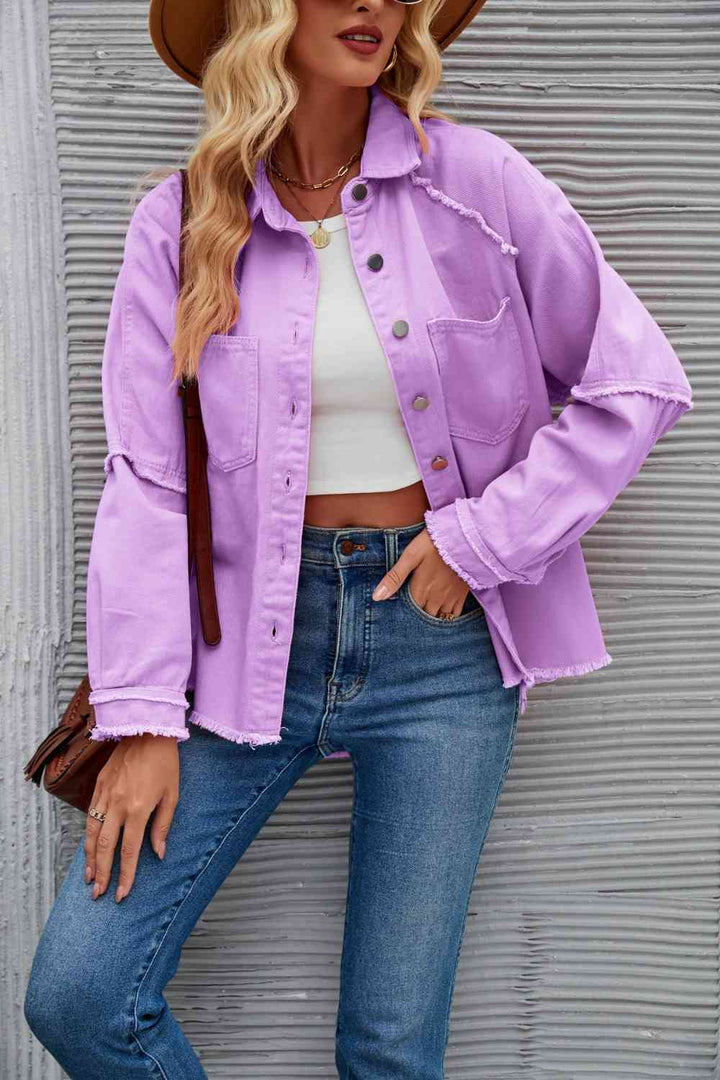 Drune | Raw Hem Kragen Denimjacke