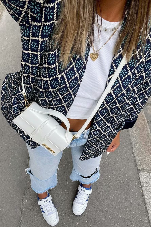 Drune | Print Lockere leichte Baumwolljacke