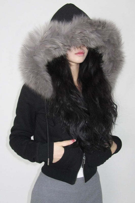Drune | Trim Kapuzen Zip Taille Jacke