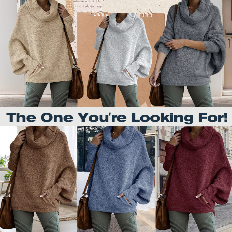 Drune | Cozy batwing sweater with waterfall neckline and pockets