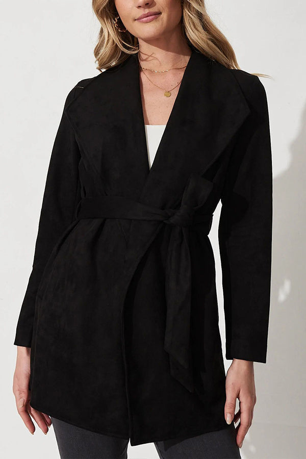 Drune | Farbe Anzug Strickjacke großer Revers Wildleder langärmlige Jacke