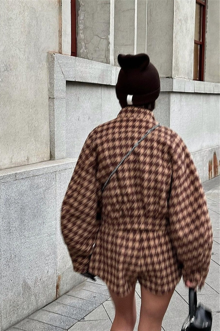 Drune | Hahnentritt Reißverschlussjacke und Shorts Zweiteiliges Set