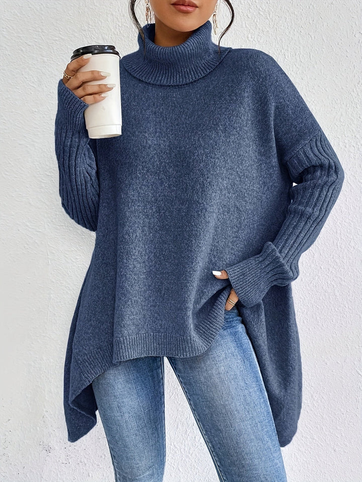 Drune | Baumwoll-Rollkragenpullover mit asymmetrischem Saum und langen Ärmeln Pullover Damen - Perfekt für den Alltag