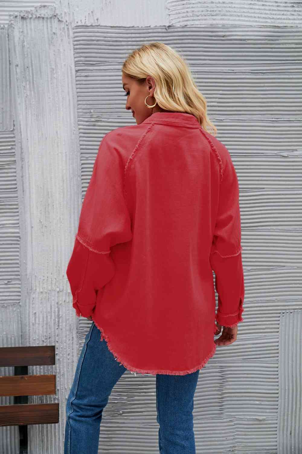 Drune | Raw Hem Kragen Denimjacke