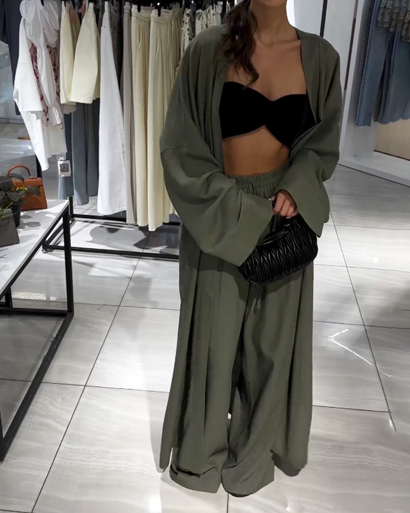 Drune | Leinen Kimono Und Hosen Satz
