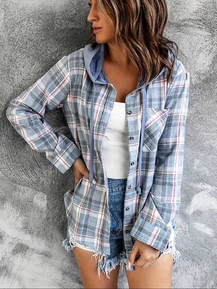 Drune | Karierte Jacke mit Kapuze Baumwolle und Polyester Leger und Komfortabel