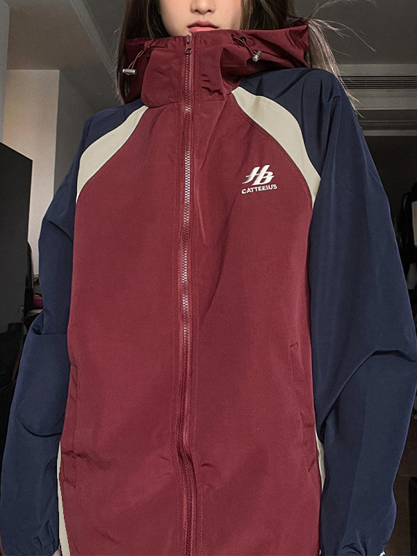 Drune | Rote und Blaue Outdoor Block Splice Jacke