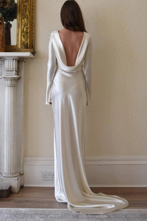 Drune | Pearl Eden Satin Rückwärtig Offene Cowl Neck Gown Maxi Kleid