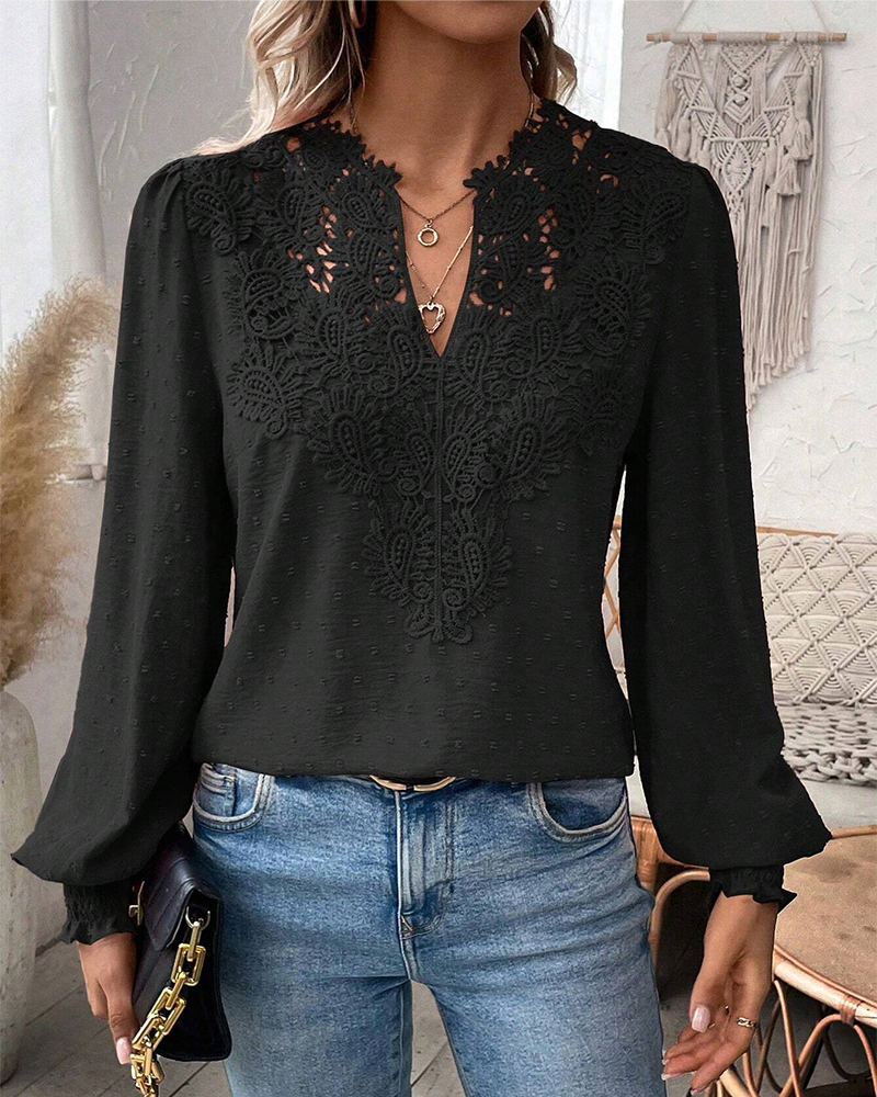 Drune | V-Ausschnitt Spitze Jacquard